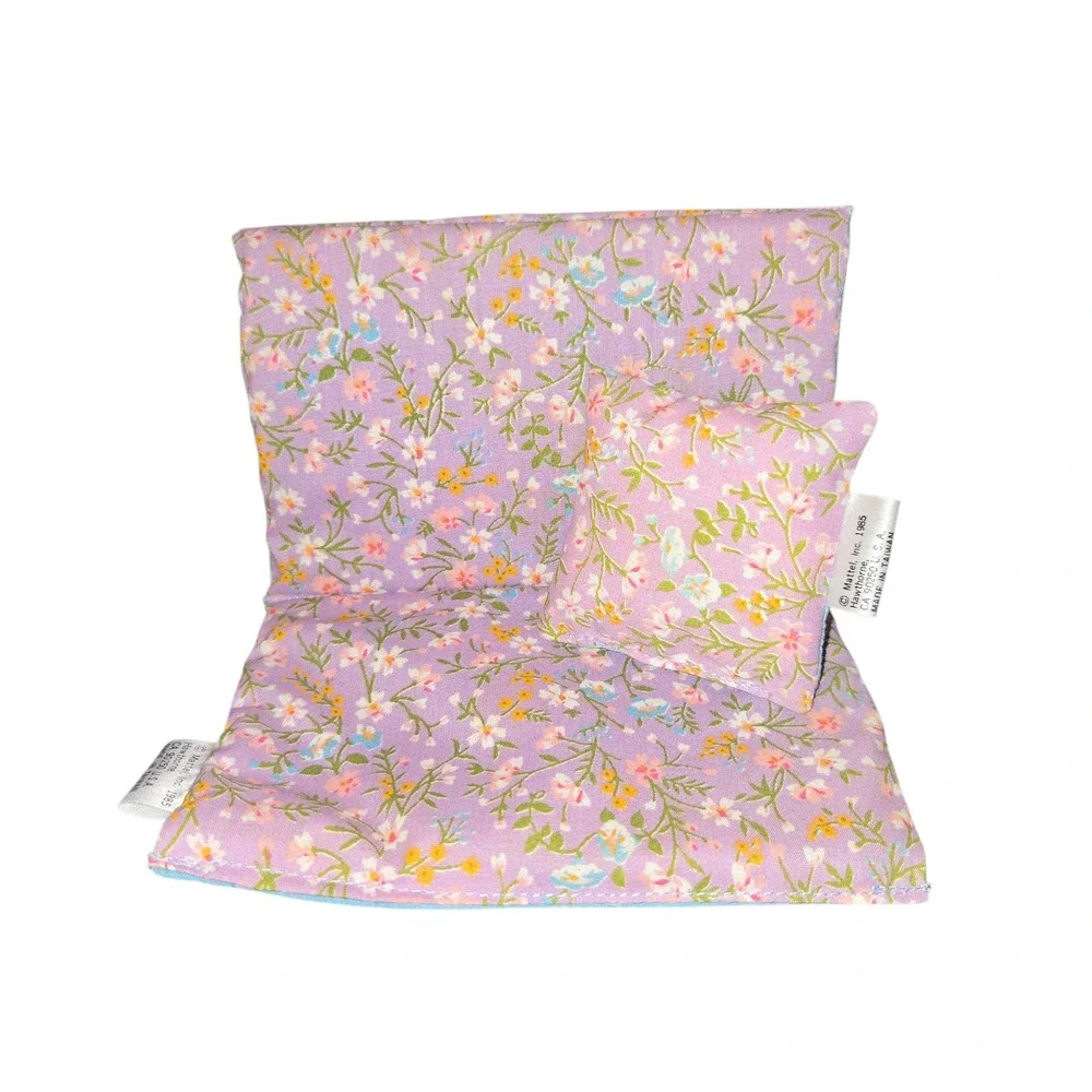 Mattel Barbie Doll Lounge Chair Bed Cushion & Pillow Purple Floral Vintage 1985